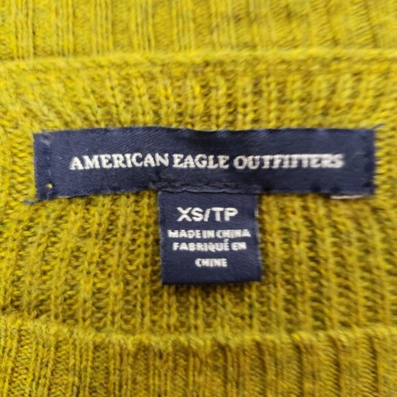 American Eagle Outfitters Womens Sweater Size XS Green Scoop Neck Knit Pullover - Picture 7 of 8